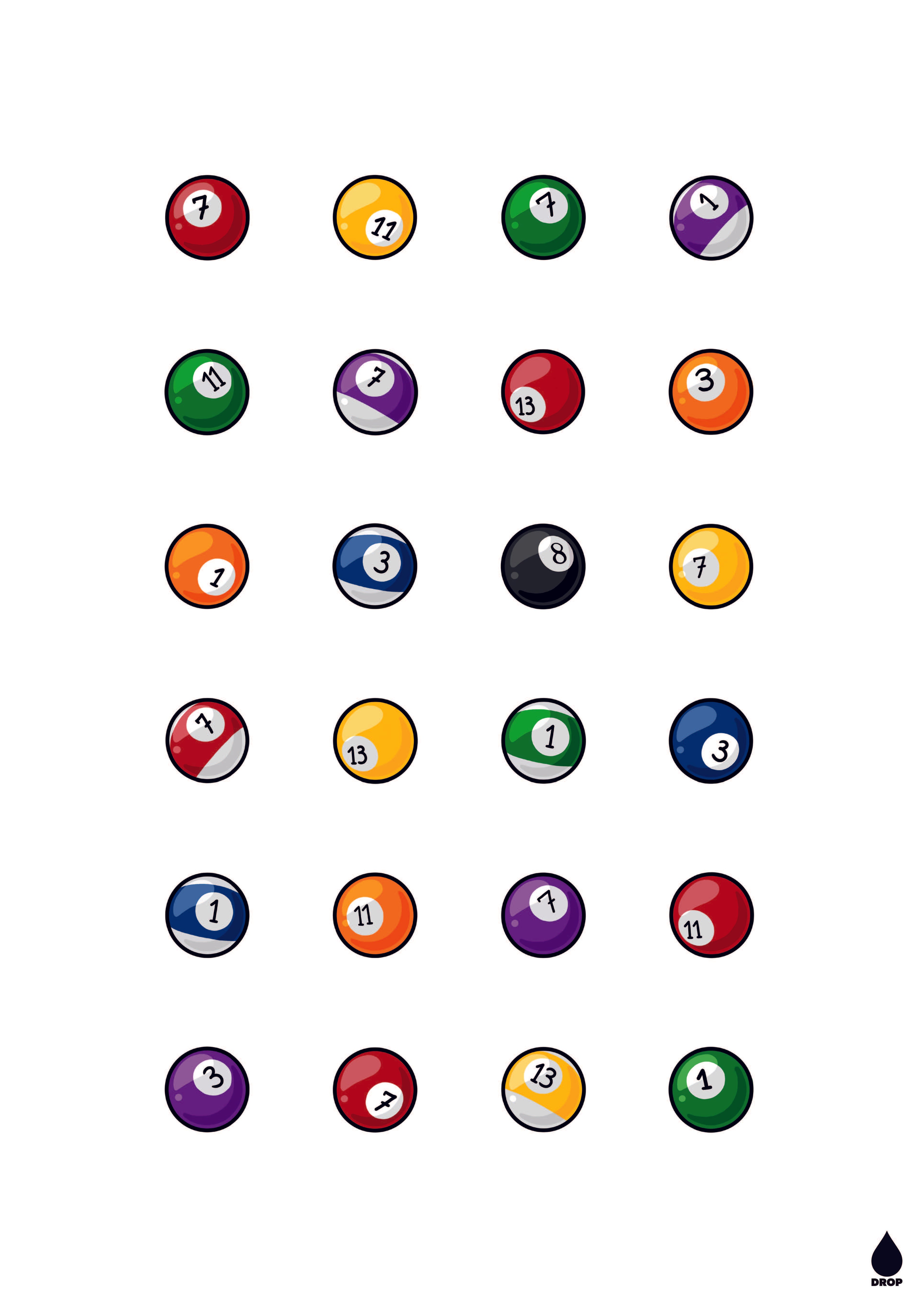 Sammlung Billard 31x44 cm