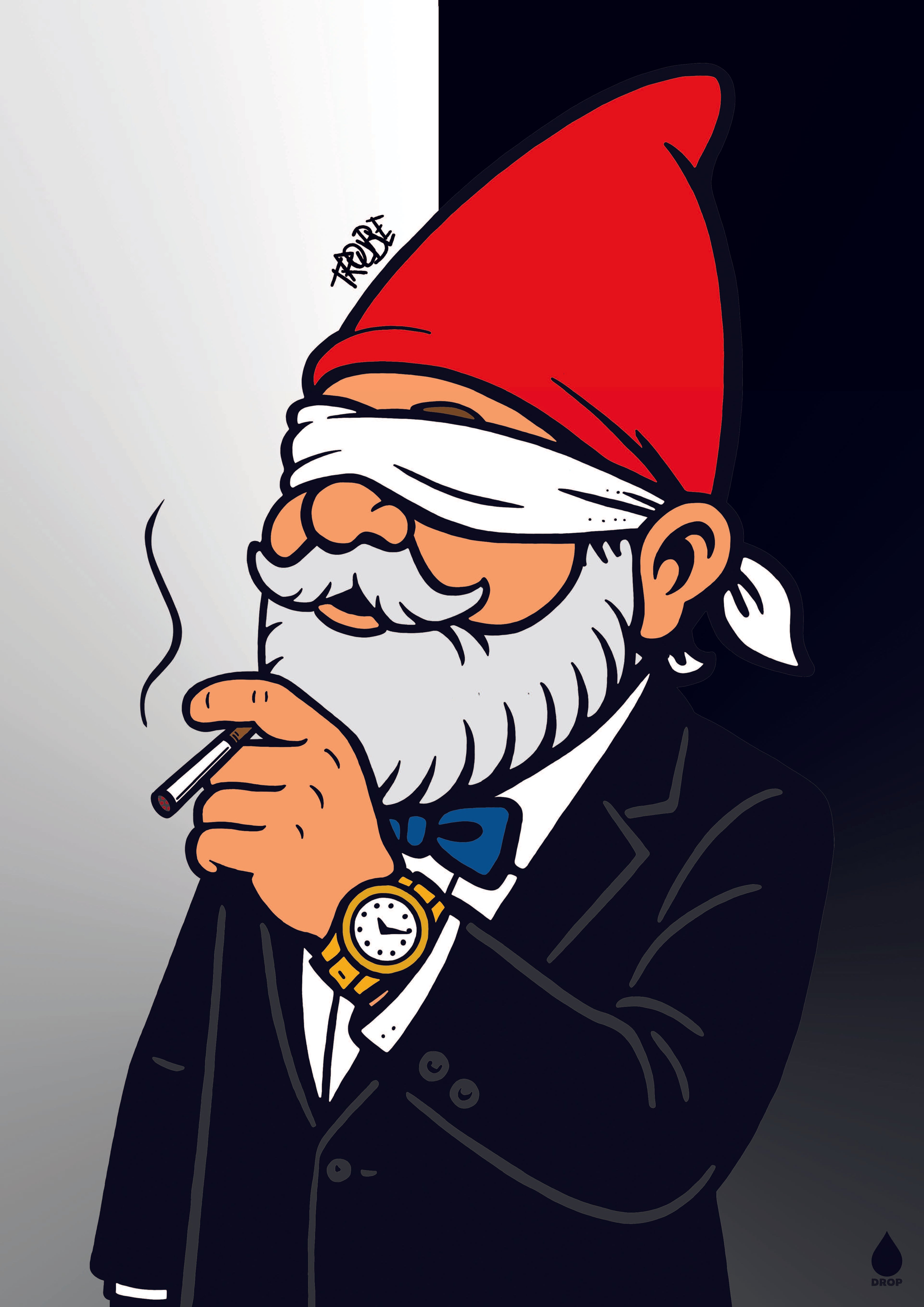 Gartenzwerg rauchen 31x44 cm