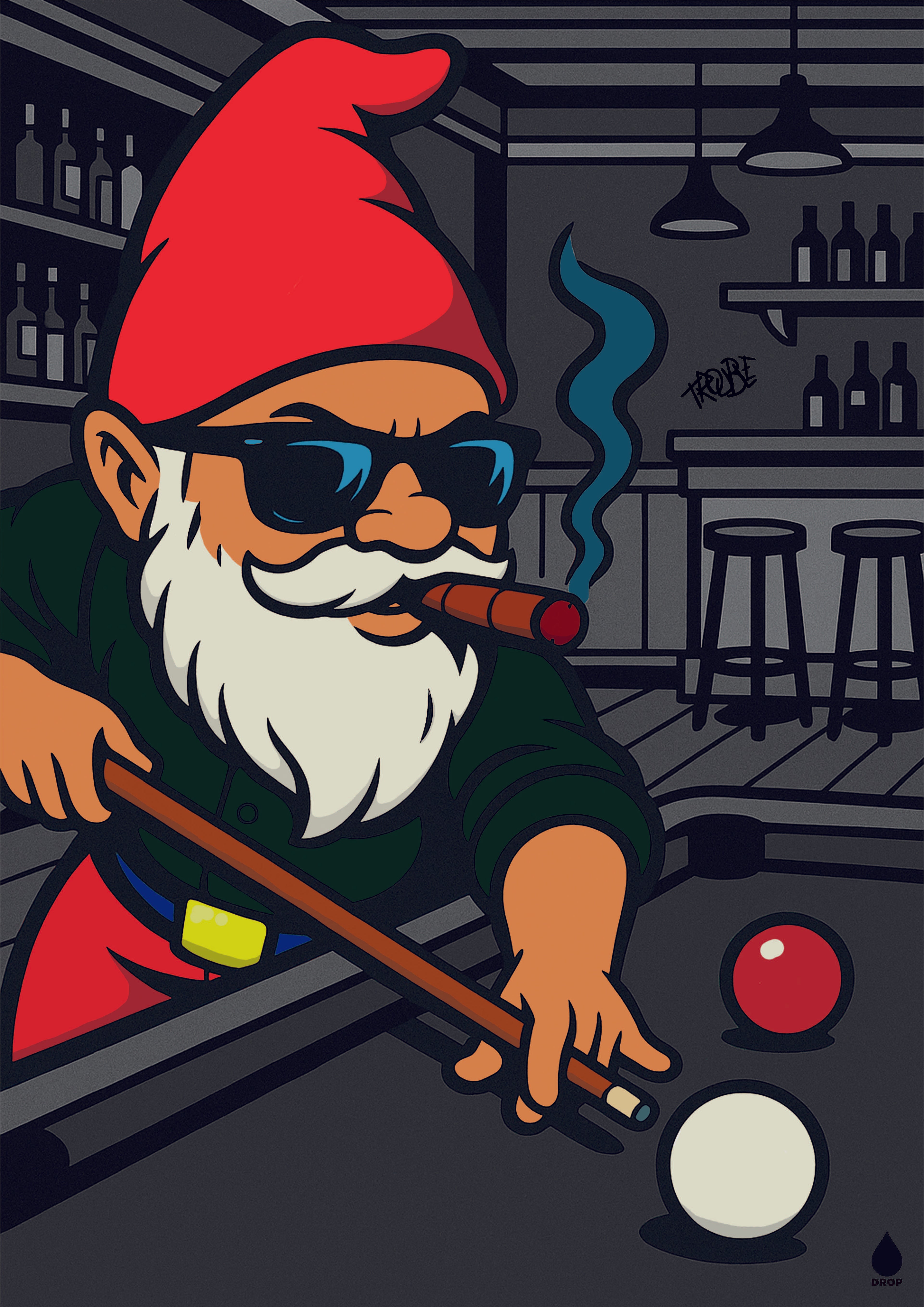 Gartenzwerg billard 31x44 cm